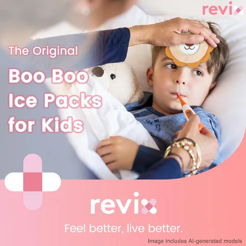 Vista 2 de REVIX Paquetes de hielo para niños - Bolsas de gel frías reutilizables para niños pequeños y bebés, cubiertas de tela suaves con 4 lindos diseños