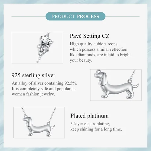 Vista 8 de MUNDELL 925 Sterling Silver Cute Dachshund Pendant Necklaces Cat Animal Necklaces for Women Fine Jewelry