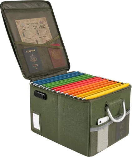 Vista 15 de TOMKID Archivador ignífugo con cerradura, organizador de documentos ignífugo, caja de archivos plegable, archivador con asa para certificaciones