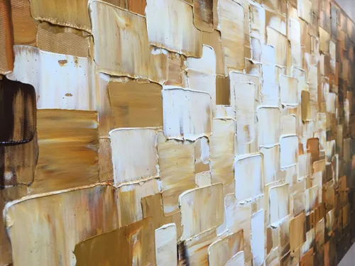 Vista 4 de Pinturas al óleo abstractas texturizadas pintadas a mano sobre lienzo, arte de pared moderno para decoración de sala de estar, dormitorio, oficina