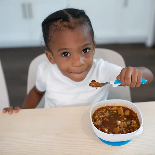 Vista 2 de Dr. Brown's Tazones de succión fuertes antideslizantes para bebés y niños pequeños, alimentación LED para bebés, paquete de 2, sin BPA, 4 meses