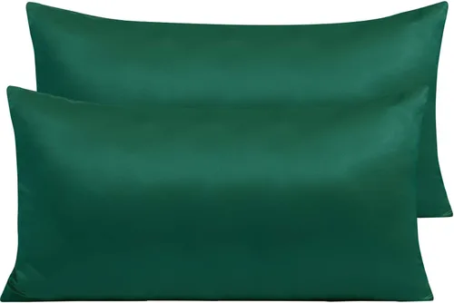 Vista 15 de NTBAY Fundas de almohada de satén con cremallera para cabello y piel, juego de 2 fundas de almohada estándar de lujo con cremallera oculta, 20 x 26