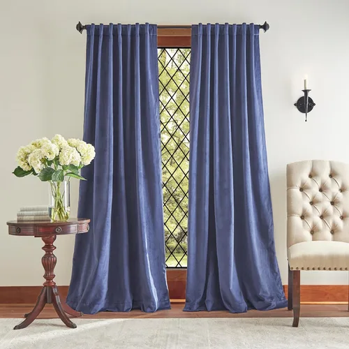 Vista 10 de Martha Stewart Lucca - Par de paneles de cortinas opacas de terciopelo con pestaña trasera, 84 pulgadas, color verde