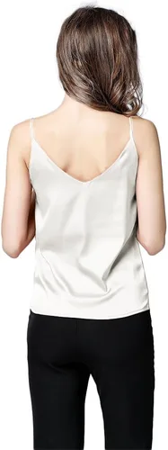 Vista 2 de Camisola sexy de seda sin mangas sin mangas con suave satén