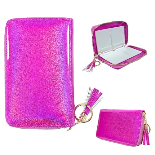 Vista 9 de Estuche para placa de estampado de uñas de 24 ranuras, redondo, cuadrado, rectangular, organizador de placa de sello de uñas, color rosa, negro
