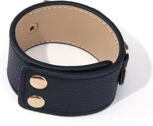 Vista 4 de Pulsera de cuero de metal geométrico regalo de joyería para mujer y niña