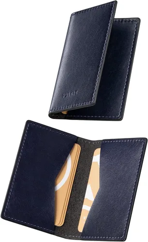Vista 17 de VULKIT - Tarjetero de cuero para tarjetas de visita de dos lados, organizador delgado de tarjetas de nombre para negocios para hombres o mujeres