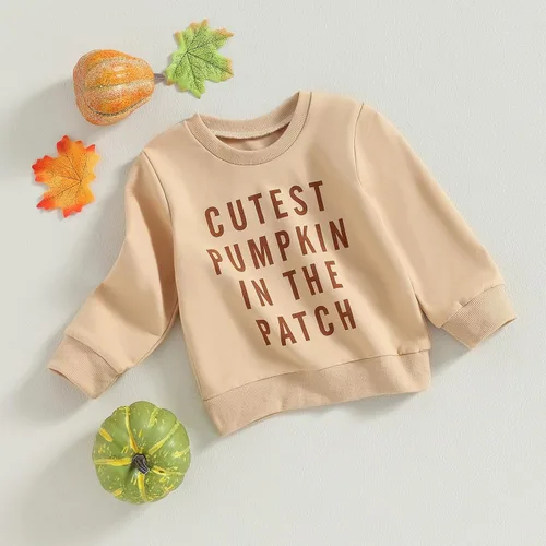 Vista 145 de Disfraz de Halloween para bebé, sudadera de calabaza con cuello redondo, suéter de manga larga, ropa de otoño