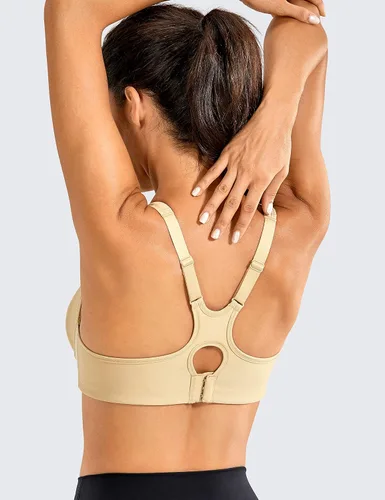 Vista 2 de SYROKAN Sujetadores deportivos de alto impacto para mujer, con aros, soporte de espalda cruzada, sin rebote, entrenamiento, fitness, gimnasio