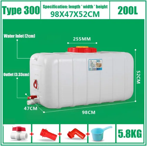 Vista 2 de Contenedor de agua 25L/45L/80L/110L/160L/200L Espesamiento de plástico blanco de grado alimenticio Tanque de almacenamiento rectangular Cubo de agua