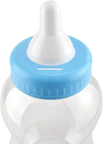 Vista 2 de Homeford Botella de leche Jumbo Banco de monedas Baby Shower Contenedor de plástico, 15 pulgadas, azul claro