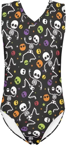 Vista 30 de FKELYI Leotardos de gimnasia para niñas pequeñas, práctica atlética, danza, unitardo, ballet, danza, sin mangas, body sin mangas