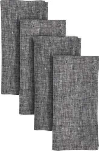 Vista 22 de Solino Home Athena - Juego de 4 manteles individuales cuadrados de lino natural claro de 14 x 14 pulgadas, manteles individuales 100 % lino puro