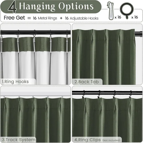 Vista 3 de UHITECH Cortinas plisadas pequeñas de 35 pulgadas de largo, cortinas opacas cortas para ventanas de sótano, aislamiento térmico, cortinas opacas