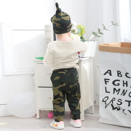Vista 3 de Renotemy Conjunto de ropa para bebé recién nacido, conjunto de ropa con estampado de letras para niño