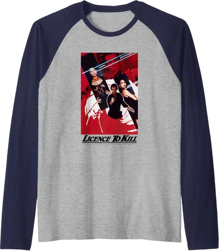 Vista 11 de Official James Bond 007 Licence To Kill - Camiseta de béisbol raglán, Negro - Negro/Blanco