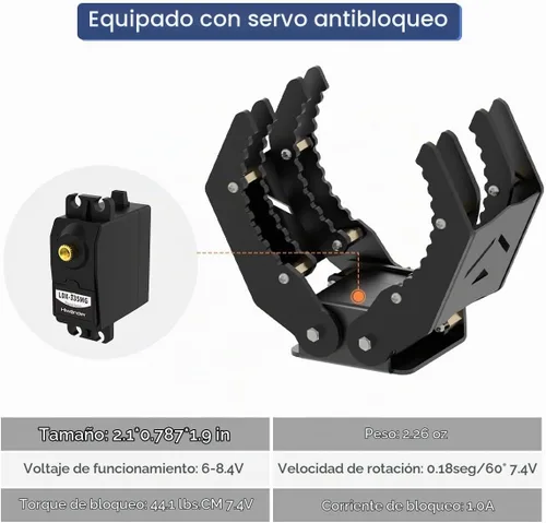 Vista 4 de LewanSoul Garra de brazo de robot mecánico/pinza de robot agarrador (garra mecánica negra sin servo)
