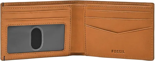 Vista 3 de Fossil Cartera de cuero delgada minimalista plegable con bolsillo frontal para hombre