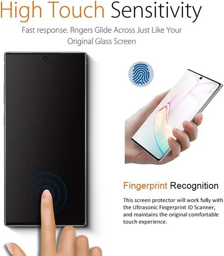 Vista 3 de Samsung Galaxy Note 10 Protector de pantalla de vidrio templado para Galaxy Note 10 [Curvo 3D] [Reconocimiento de huellas dactilares] Protector