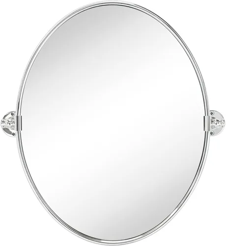 Vista 8 de TEHOME - Espejo de tocador de baño pivotante ovalado de níquel cepillado en metal, espejos de tocador inclinables para pared, 22.99 x 24 pulgadas