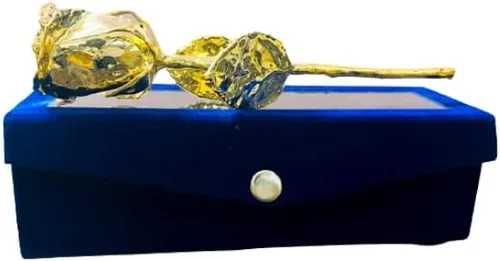 Vista 3 de Rosa natural bañada en oro de 24 quilates con caja de regalo roja para hombres y mujeres, 6 pulgadas de largo, la mejor opción de regalo en el día