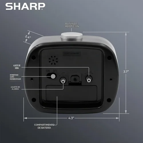 Vista 4 de Sharp Pequeño reloj despertador analógico retro, silencioso sin tictac