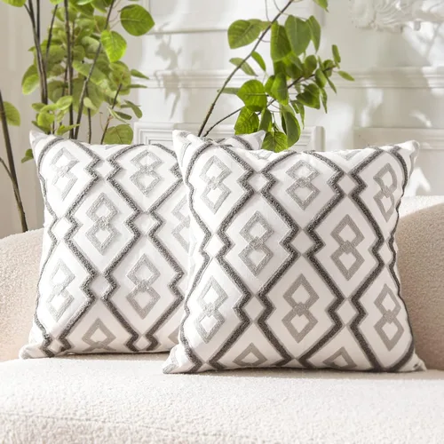 Vista 11 de WACOMECO Fundas de almohada decorativas – Fundas de cojín suaves de Sherpa de piel sintética a cuadros para sofá, dormitorio, sala de estar