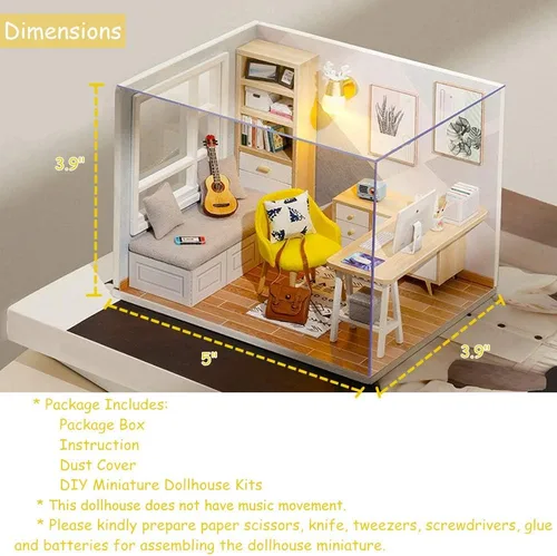 Vista 8 de DIY Miniature Dollhouse Kit with Furniture Plus Dust Proof for Teens Adults