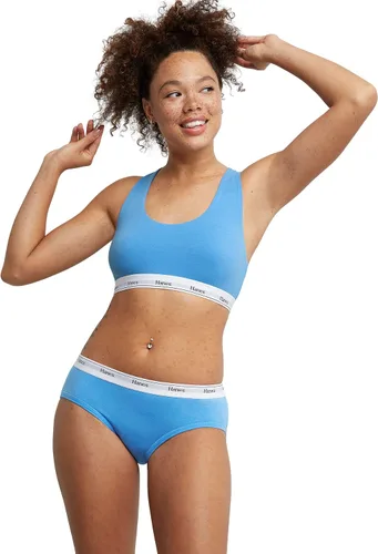 Vista 4 de Hanes Bralette Originals Racerback para mujer, sujetadores de algodón elástico transpirable, paquete de 2