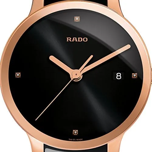 Vista 2 de Rado Centrix Diamonds Reloj unisex de cuarzo suizo con movimiento Negro Oro Rosa Movimiento de cuarzo suizo