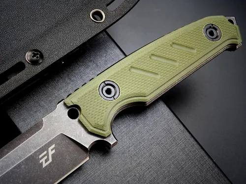 Vista 5 de Eafengrow EF129 Cuchillo de hoja fija, hoja tanto de acero DC53, mango G10, cuchillos fijos de espiga completa, cuchillo recto para campamento Verde
