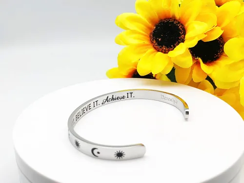 Vista 216 de Pulseras inspiradoras para mujer, joyería de acero inoxidable, con refranes, pulsera motivacional con mensaje oculto, pulseras grabadas para mejor