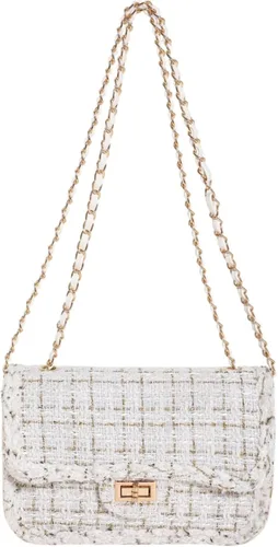 Vista 7 de Bolsos y bolso de mano de tweed para mujer, de piel sintética, con cadena de lana, bolso de hombro, bolso cruzado para las axilas, bolso de mano