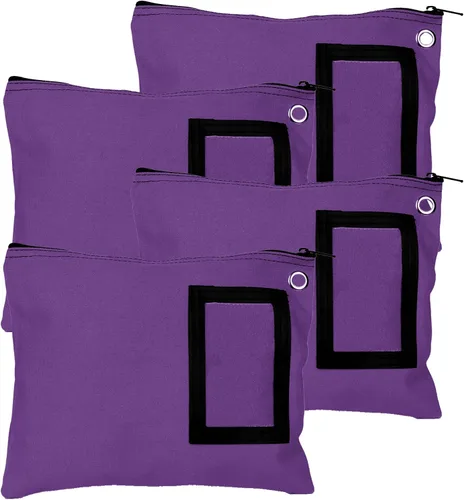 Vista 6 de BankSupplies Bolsas de lona con cremallera de 12 pulgadas de ancho x 9 pulgadas de alto, juego de 4 bolsas de almacenamiento grandes con ojales