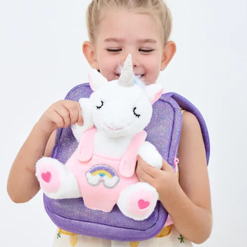 Vista 9 de Redeo Mochila de unicornio con unicornios para niñas mochila para niñas de 3 años con animales de peluche de unicornio juguetes de peluche