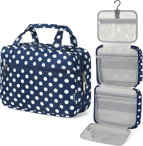 Vista 14 de PAVILIA Neceser Colgante Bolsa de Viaje para Mujeres y Hombres, Organizador de Cosméticos Plegable, Bolsa de Maquillaje Resistente al Agua