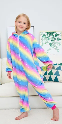 Vista 31 de Pijama de unicornio unisex para niños, enteritos para disfraz, Halloween