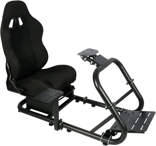 Vista 2 de Marada Racing Simulator Cockpit Stand with Black SeatRacing Game Stand fits Logitech G25 G27 G29 G920 G923 Thrustmaster FanatecSteering Wheel Stand