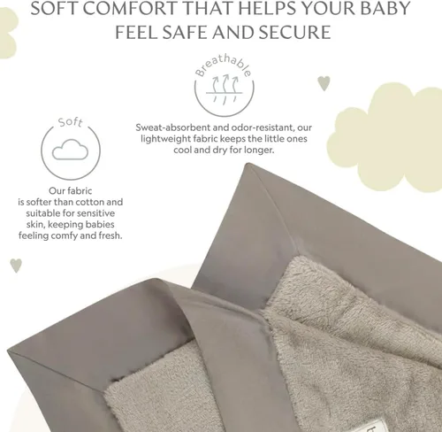Vista 4 de Manta de seguridad ultrasuave Lovey – Baby Essentials, Newborn Essentials, Manta de forro polar ultrasuave con ribete satinado – 16 x 16 pulgadas