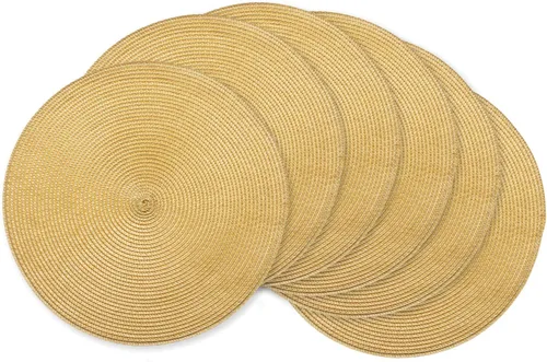 Vista 37 de AHHFSMEI Juego de 6 manteles individuales redondos trenzados de 15 pulgadas para mesas de comedor, tejido natural, resistentes al calor, color beige