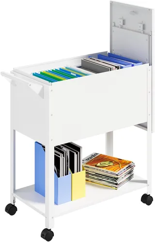 Vista 10 de MIIIKO - Archivador de metal con 3 cajones con ruedas, archivador móvil para debajo del escritorio de oficina en el hogar, archivadores totalmente