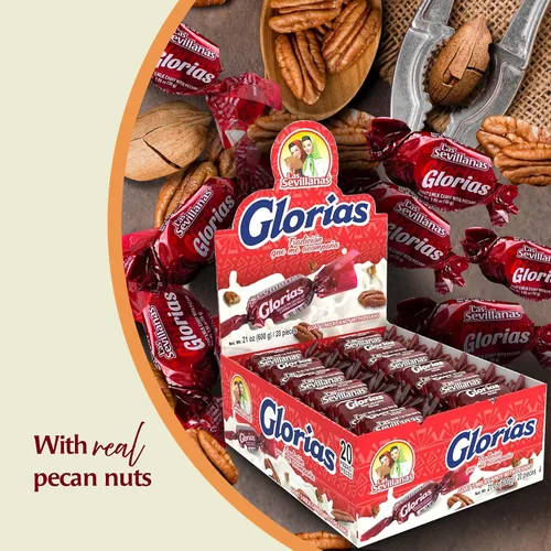 Vista 5 de Glorias Pecan 1.06 oz Family Display pack w/20 piezas Las Sevillanas