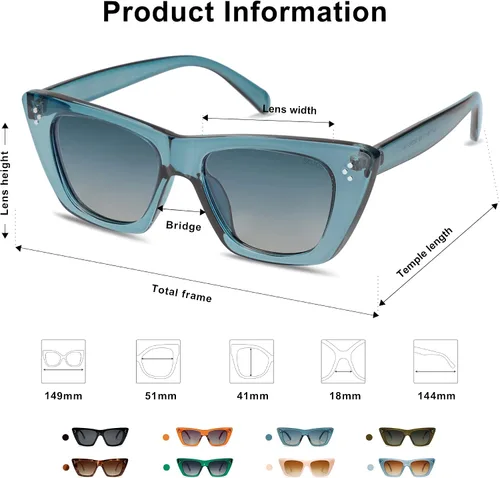Vista 4 de SOJOS Gafas de sol polarizadas retro de moda ojo de gato para mujer lindas y elegantes UV400 Sunnies SJ2199