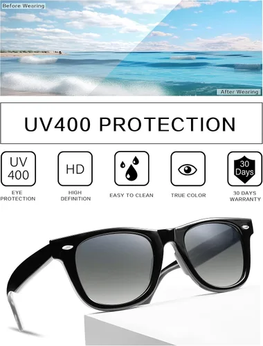 Vista 5 de VANLINKER Gafas de sol cuadradas de moda para hombres y mujeres, gafas de sol clásicas retro VL9766