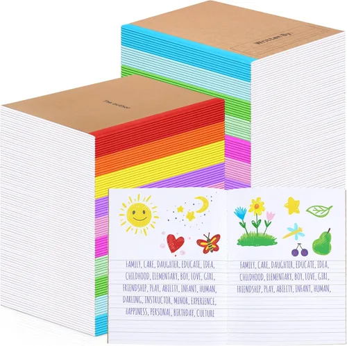 Vista 11 de Henoyso Paquete de 5 cuadernos de composición primaria, 9-3/4 x 7-1/2 pulgadas, diario primario para niños, cuaderno de escritura K-2 para niños