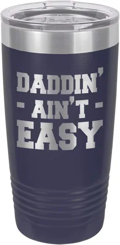 Vista 12 de DADDIN AINT EASY BLACK Vaso de bebida de 20 oz con pajita Taza de viaje grabada con láser Comparar con Yeti Rambler Idea de regalo papá