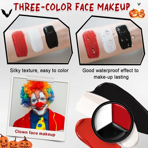 Vista 5 de IONSGAKO Kit de maquillaje de payaso Joker de Halloween, pintura corporal