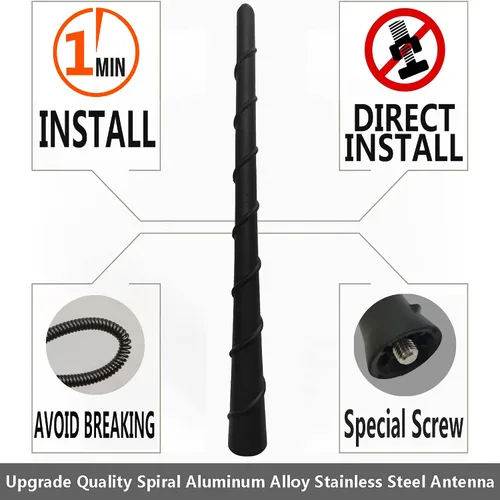 Vista 2 de Antena de goma para Toyota Sienna (1998-2015), antena Toyota Sienna, mástil de repuesto de antena flexible en espiral de 7 pulgadas