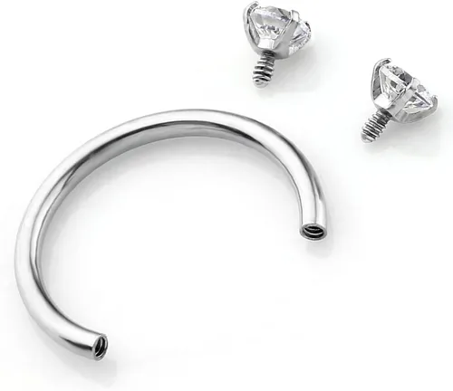 Vista 2 de PiercingJ 2-6 aros cautivos multifuncionales de acero inoxidable con circonita cúbica transparente de 0.63 onzas para nariz, daith, labio, ceja
