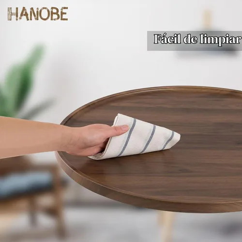 Vista 6 de Hanobe Bandeja otomana grande para servir: bandejas redondas de madera de 18 pulgadas, bandeja decorativa contemporánea para mesa de café, plato